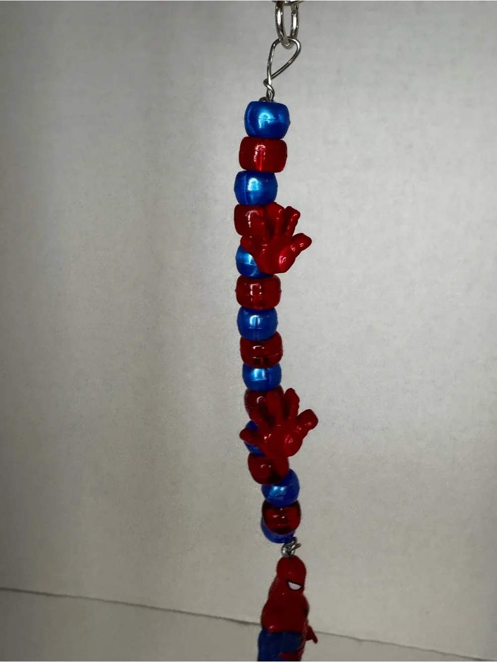 Spiderman Red & Blue Beaded Charm Keychain